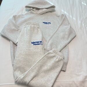 Heather Gray White Fox Sweat Set